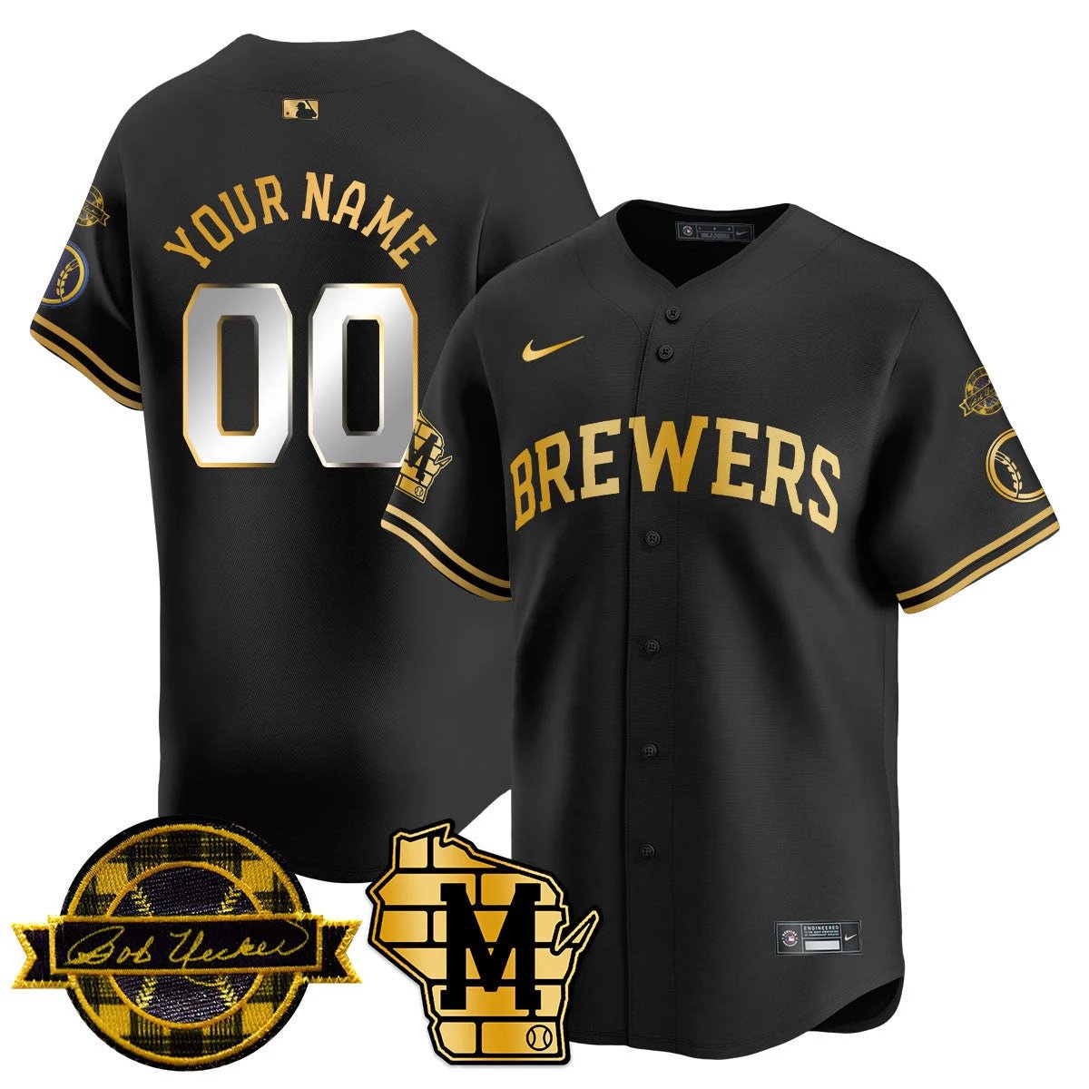 Custom Name/Number MIL 2025 Limited Jersey - Bob Uecker Patch - All Stitched by Milwaukee Brewers