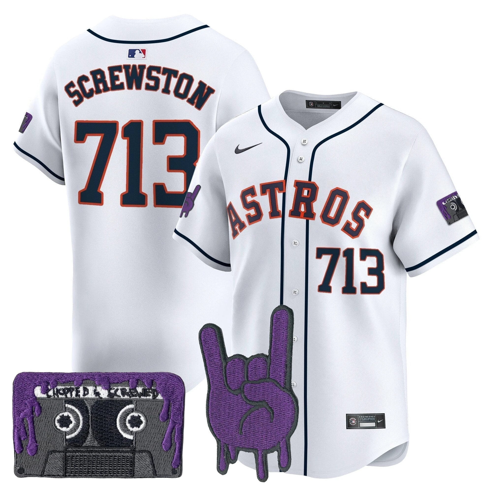 HOU DJ Screw Patch Vapor Premier Limited Jersey - All Stitched by Houston Astros