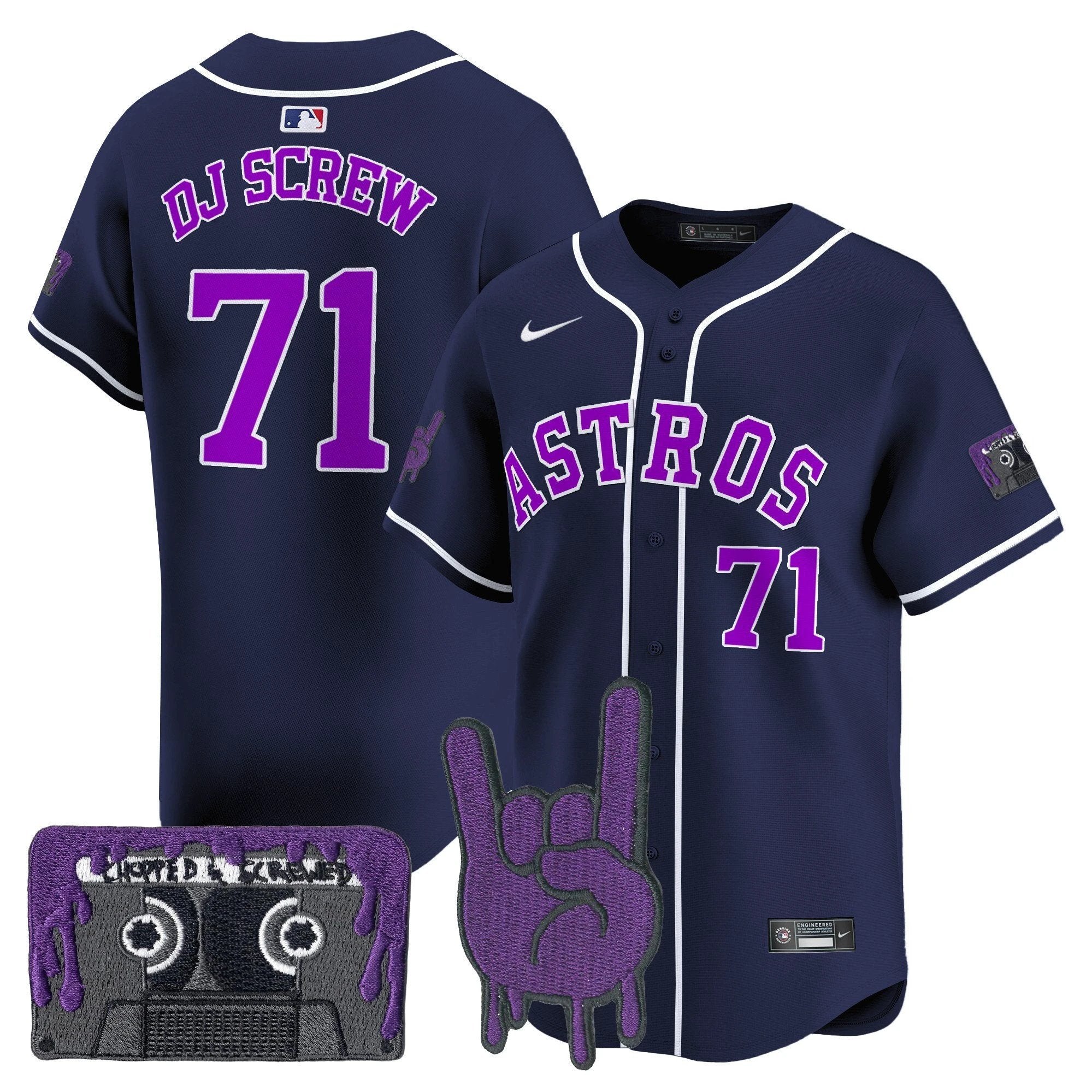 HOU DJ Screw Patch Vapor Premier Limited Jersey - All Stitched by Houston Astros