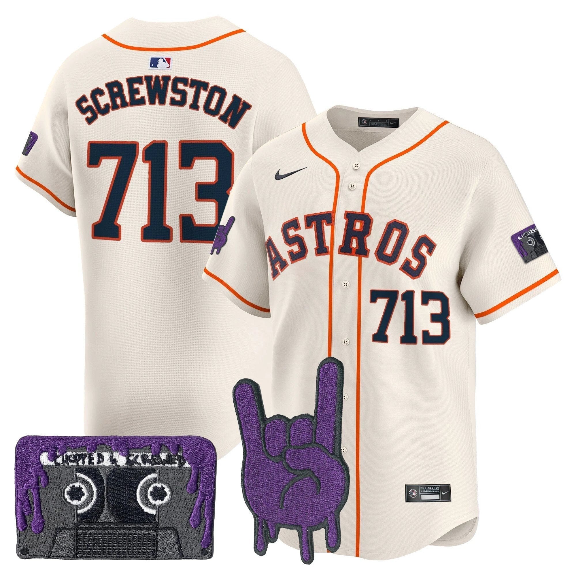 HOU DJ Screw Patch Vapor Premier Limited Jersey - All Stitched by Houston Astros