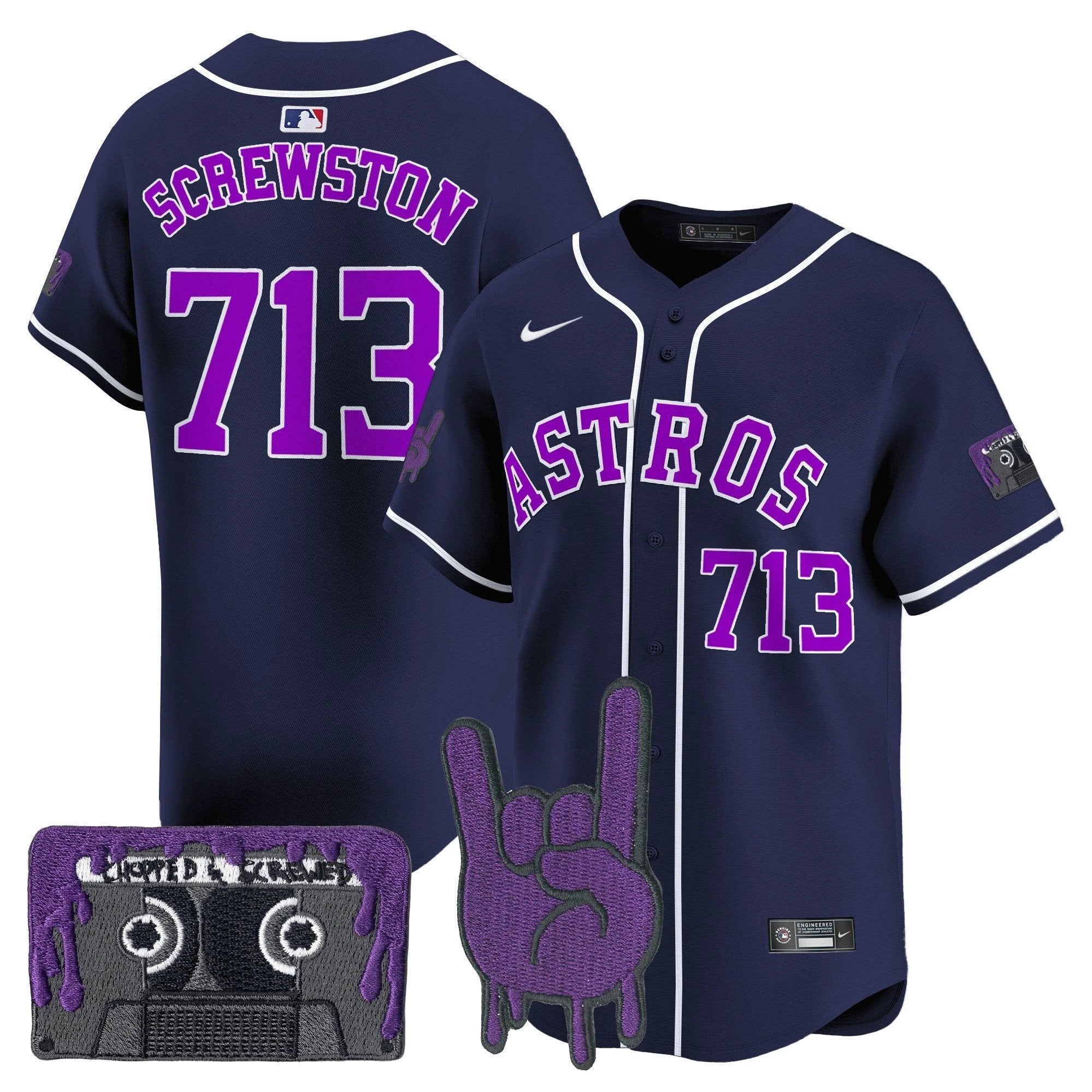 HOU DJ Screw Patch Vapor Premier Limited Jersey - All Stitched by Houston Astros
