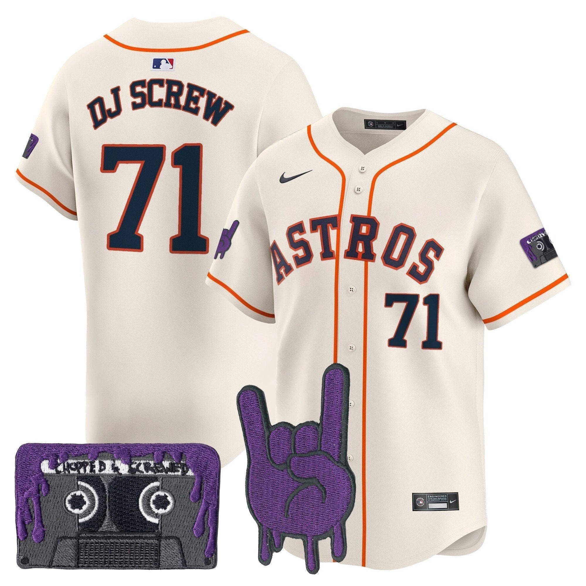 HOU DJ Screw Patch Vapor Premier Limited Jersey - All Stitched by Houston Astros