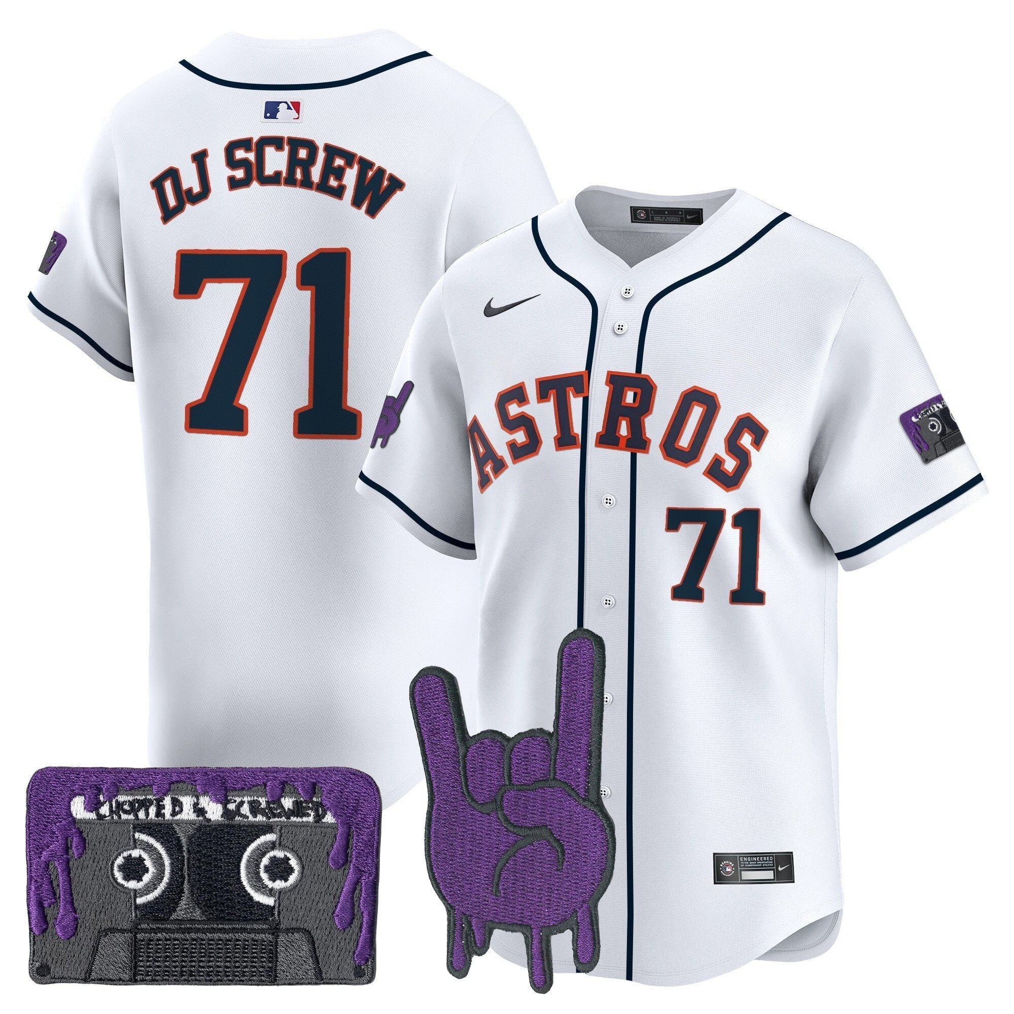 HOU DJ Screw Patch Vapor Premier Limited Jersey - All Stitched by Houston Astros