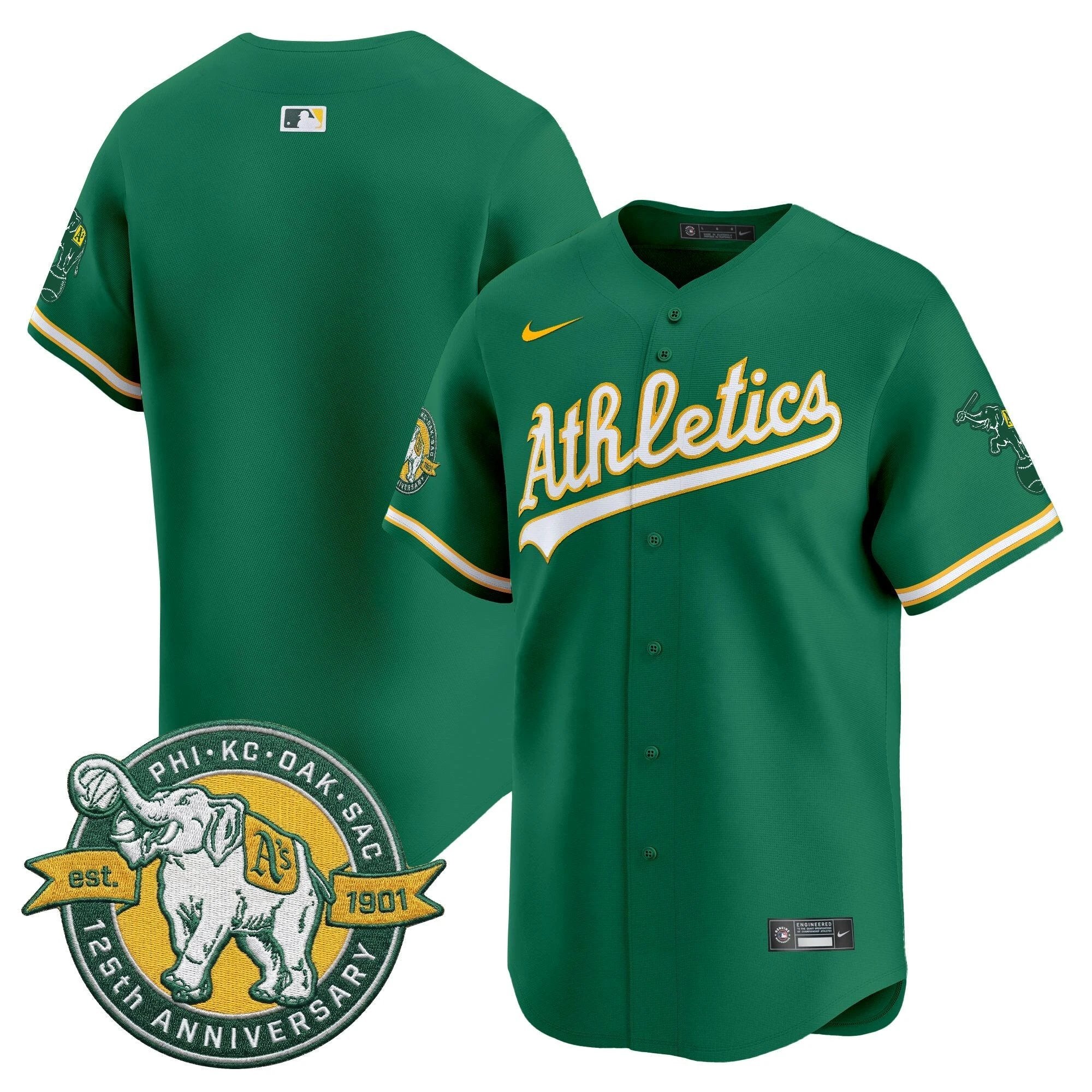 OAK 125th Anniversary Patch Vapor Premier Limited Jersey - All Stitched by Oakland Athletics