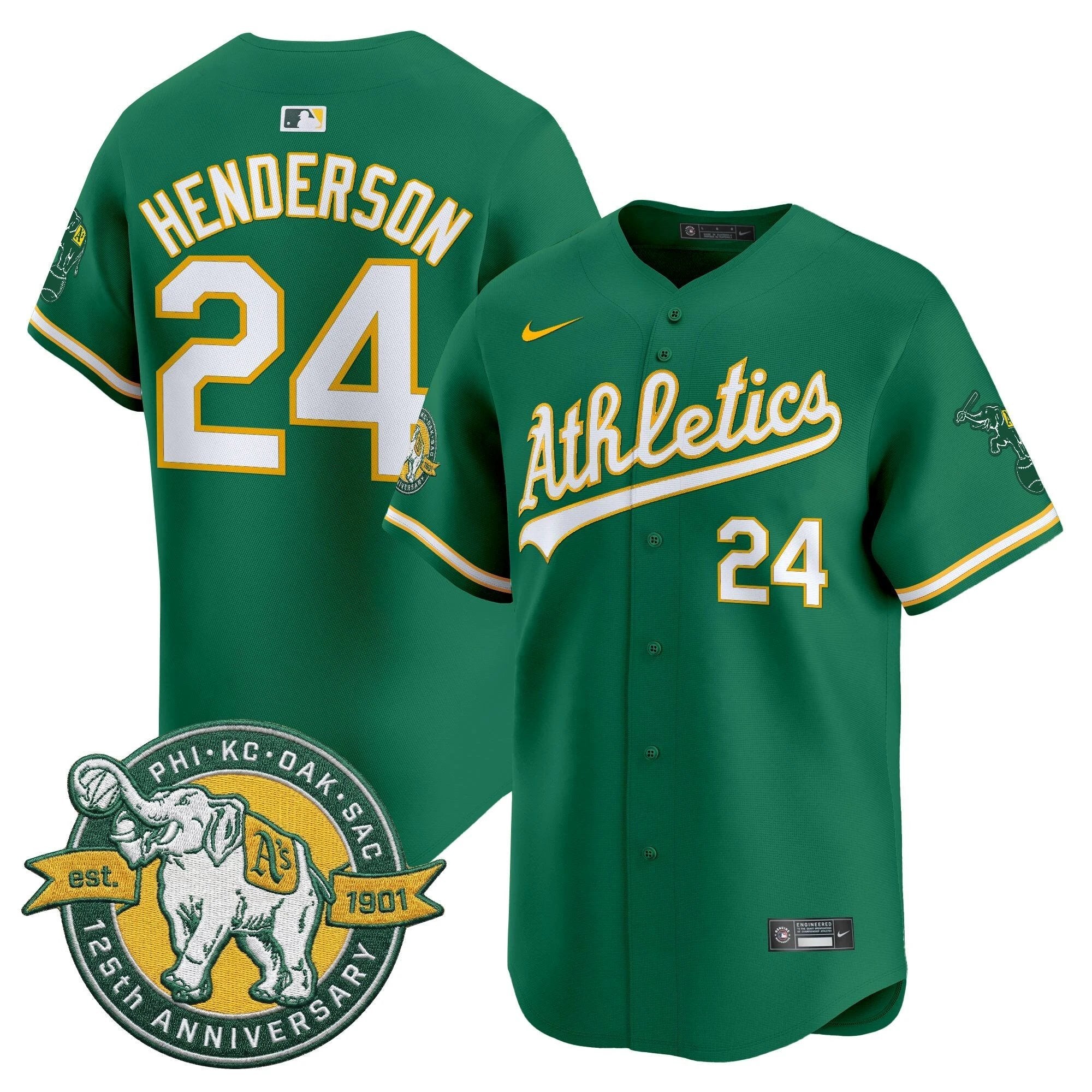 OAK 125th Anniversary Patch Vapor Premier Limited Jersey - All Stitched by Oakland Athletics