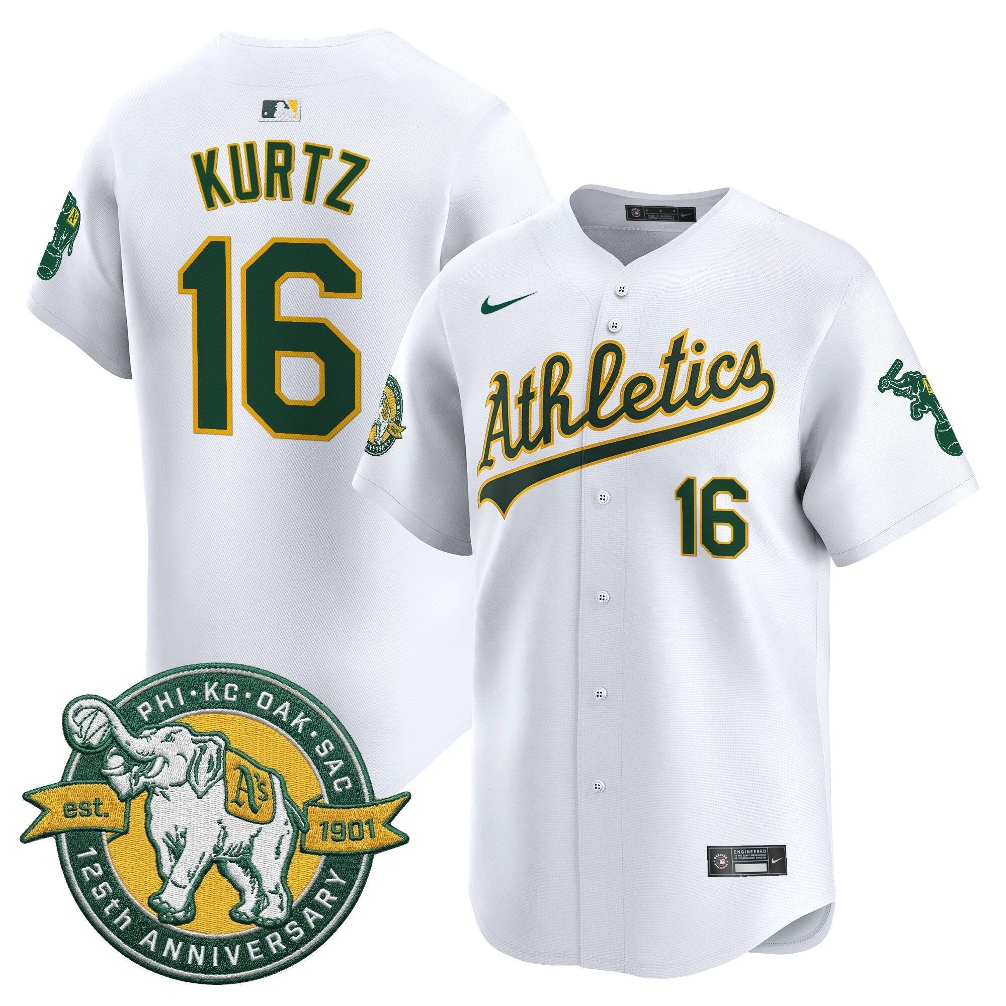 OAK 125th Anniversary Patch Vapor Premier Limited Jersey - All Stitched by Oakland Athletics