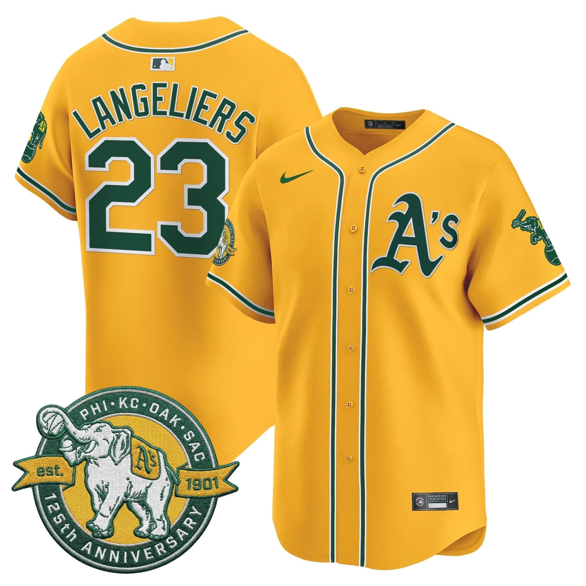 OAK 125th Anniversary Patch Vapor Premier Limited Jersey - All Stitched by Oakland Athletics