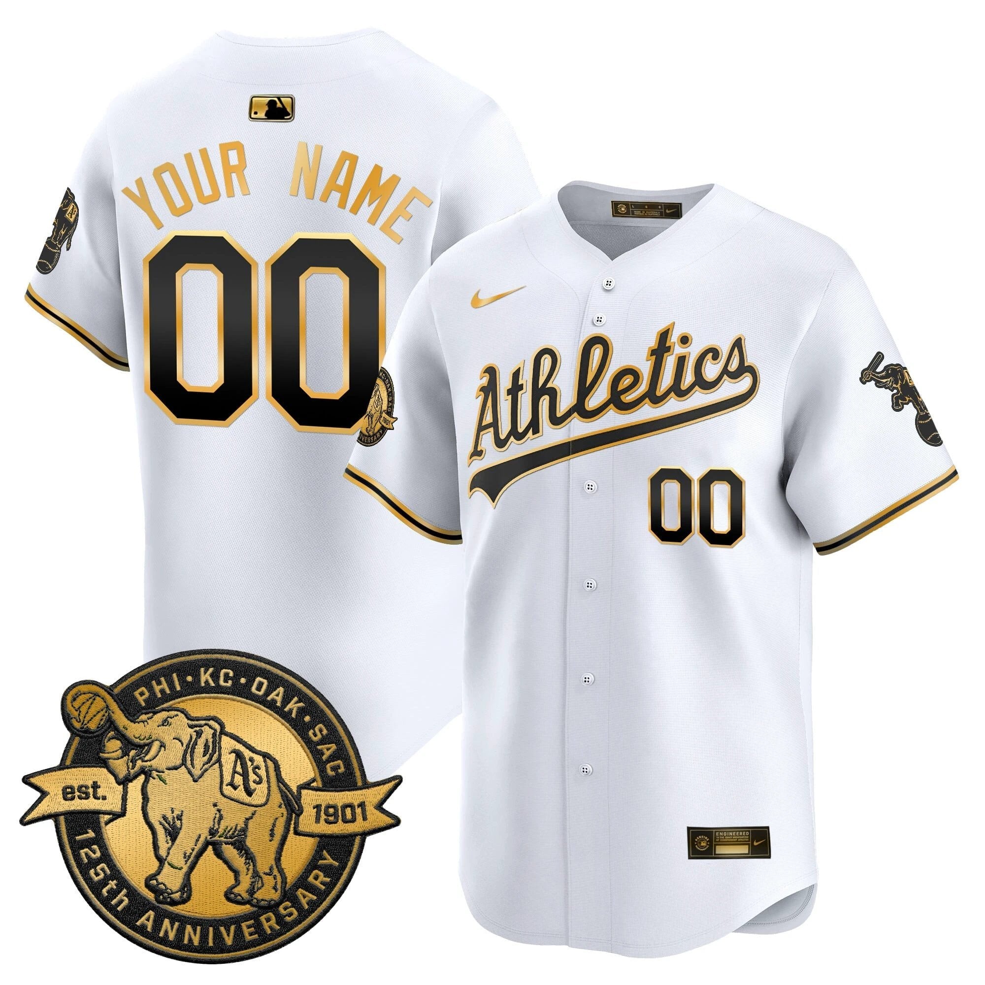 OAK 125th Anniversary Patch Vapor Premier Limited Custom Jersey - All Stitched by Oakland Athletics