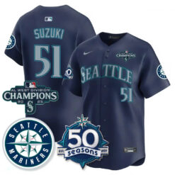 SEA Vapor Premier Limited Gold Jersey - 50th Anniversary & AL West Division Champions - All Stitched by Digigearus