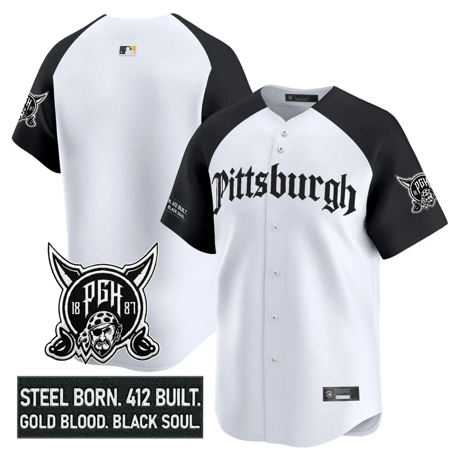 PIT 'Gothic Steel City Edition' Vapor Premier Limited Jersey - All Stitched by Pittsburgh Pirates