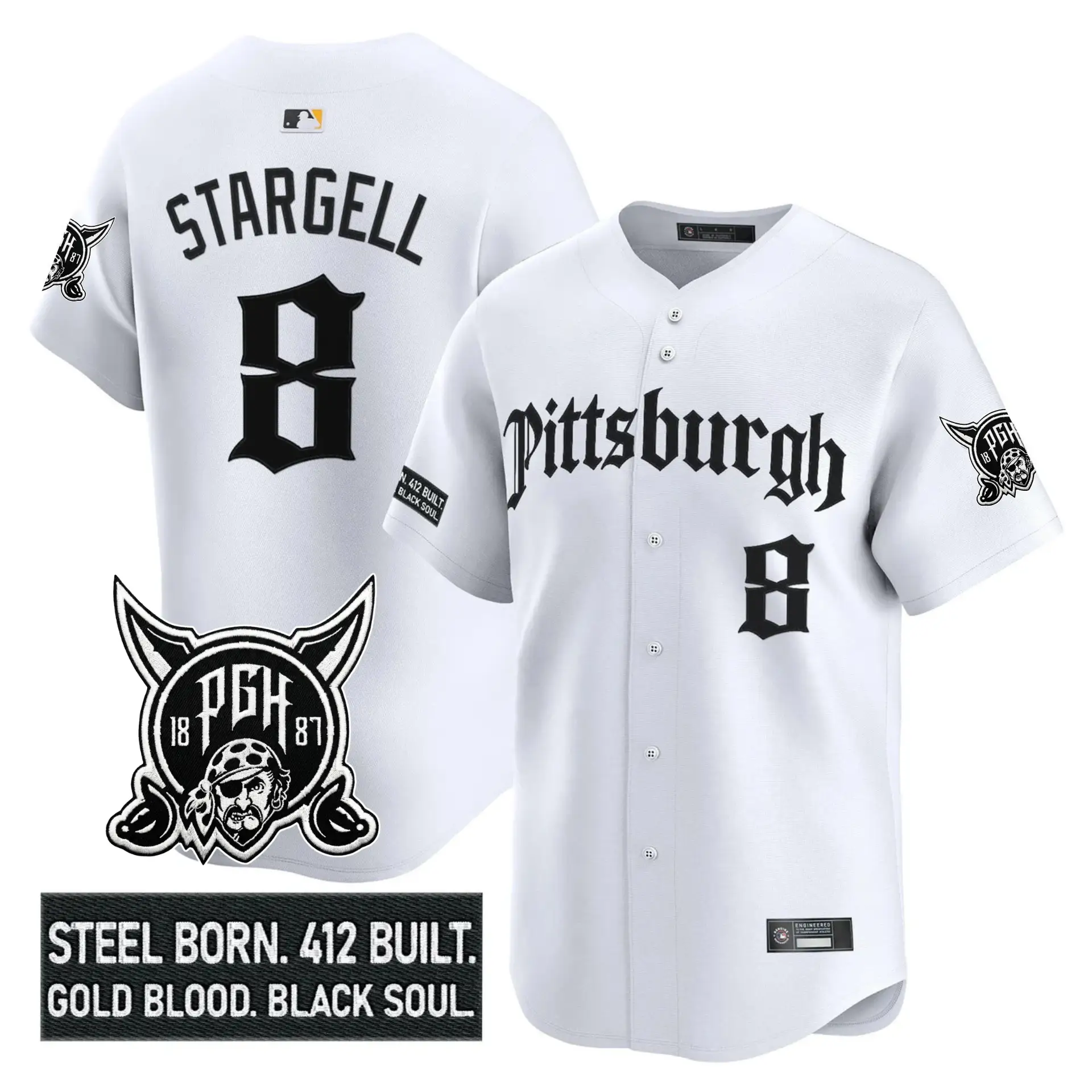 PIT 'Gothic Steel City Edition' Vapor Premier Limited Jersey - All Stitched by Pittsburgh Pirates
