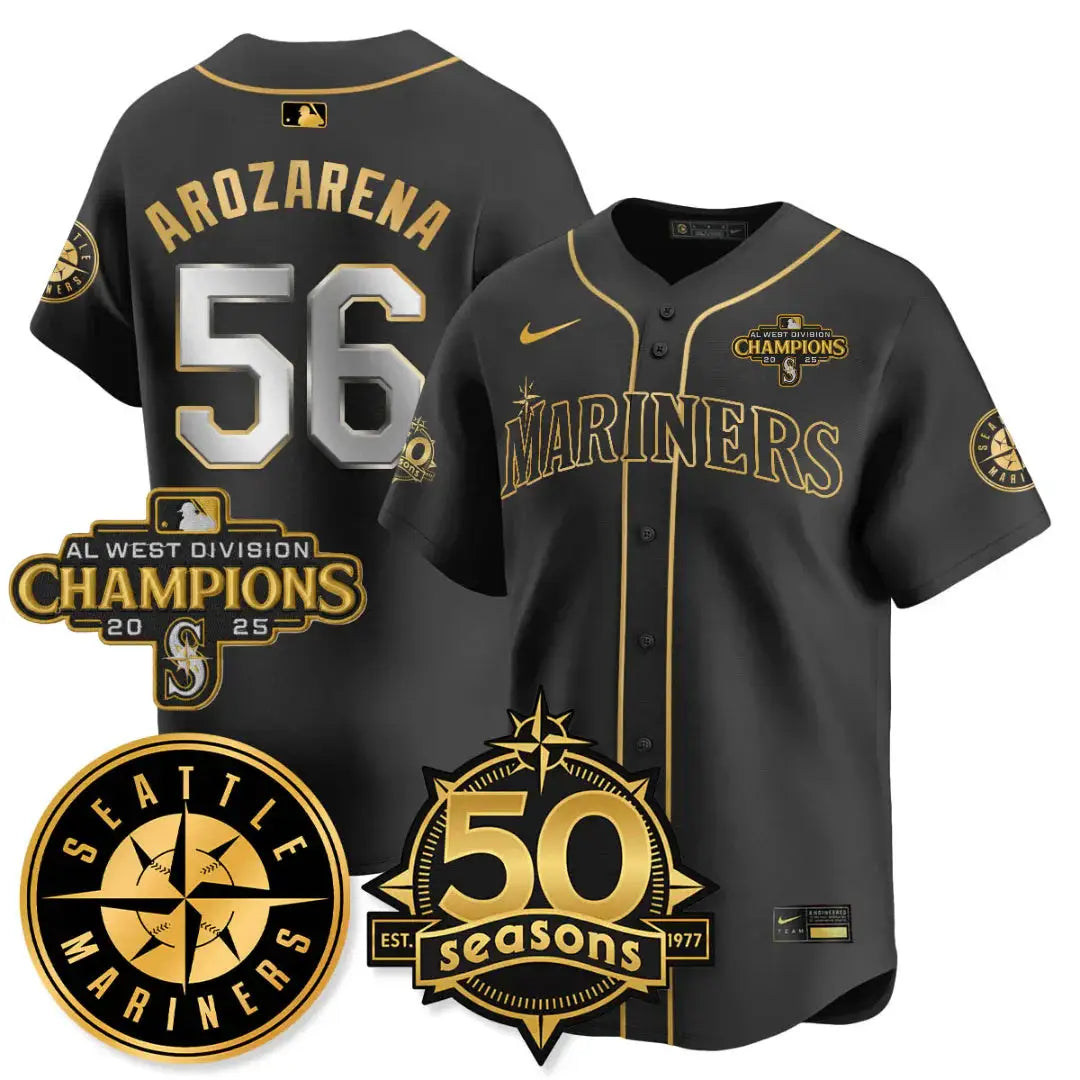 SEA Vapor Premier Limited Gold Jersey - 50th Anniversary & AL West Division Champions - All Stitched by Digigearus