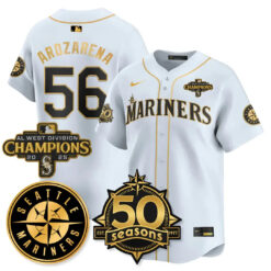 SEA Vapor Premier Limited Gold Jersey - 50th Anniversary & AL West Division Champions - All Stitched by Digigearus