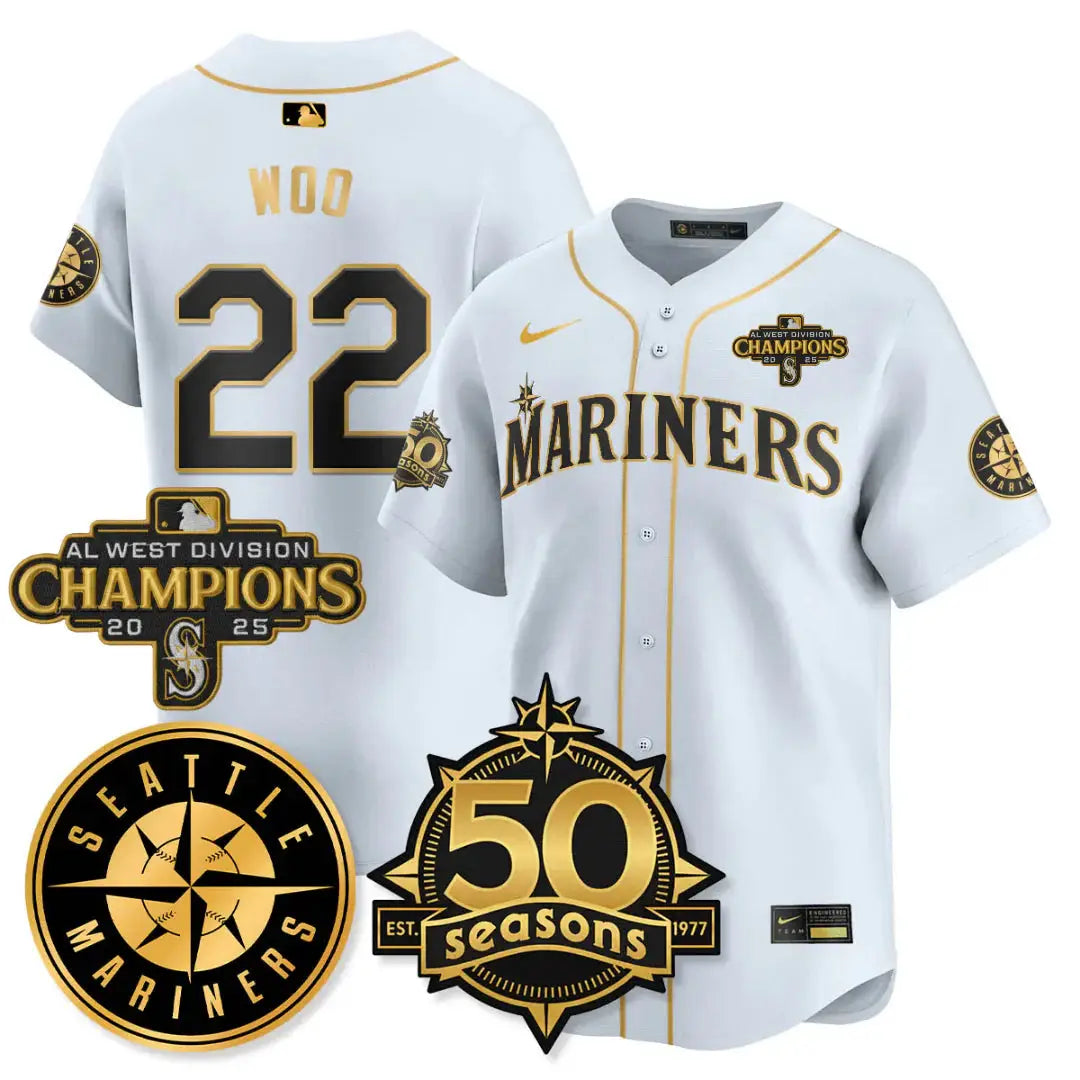 SEA Vapor Premier Limited Gold Jersey - 50th Anniversary & AL West Division Champions - All Stitched by Digigearus