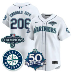 SEA Vapor Premier Limited Gold Jersey - 50th Anniversary & AL West Division Champions - All Stitched by Digigearus