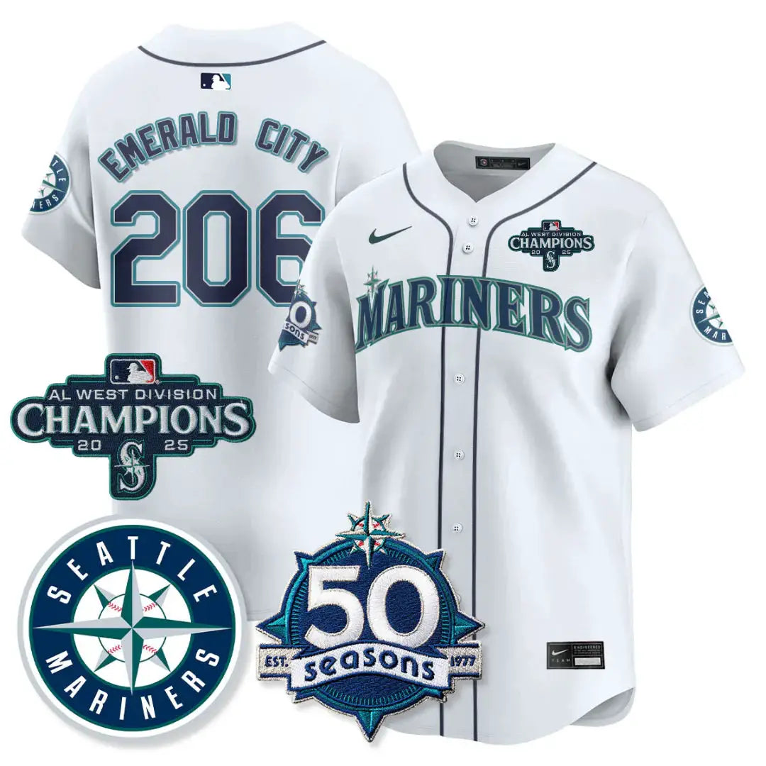 SEA Vapor Premier Limited Gold Jersey - 50th Anniversary & AL West Division Champions - All Stitched by Digigearus