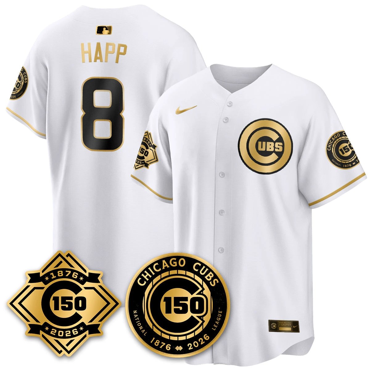 CHC Vapor Limited Gold Jersey - 150th Anniversary - All Stitched by Chicago Cubs