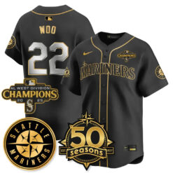 SEA Vapor Premier Limited Gold Jersey - 50th Anniversary & AL West Division Champions - All Stitched by Digigearus