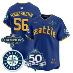 SEA Vapor Premier Limited Gold Jersey - 50th Anniversary & AL West Division Champions - All Stitched by Digigearus