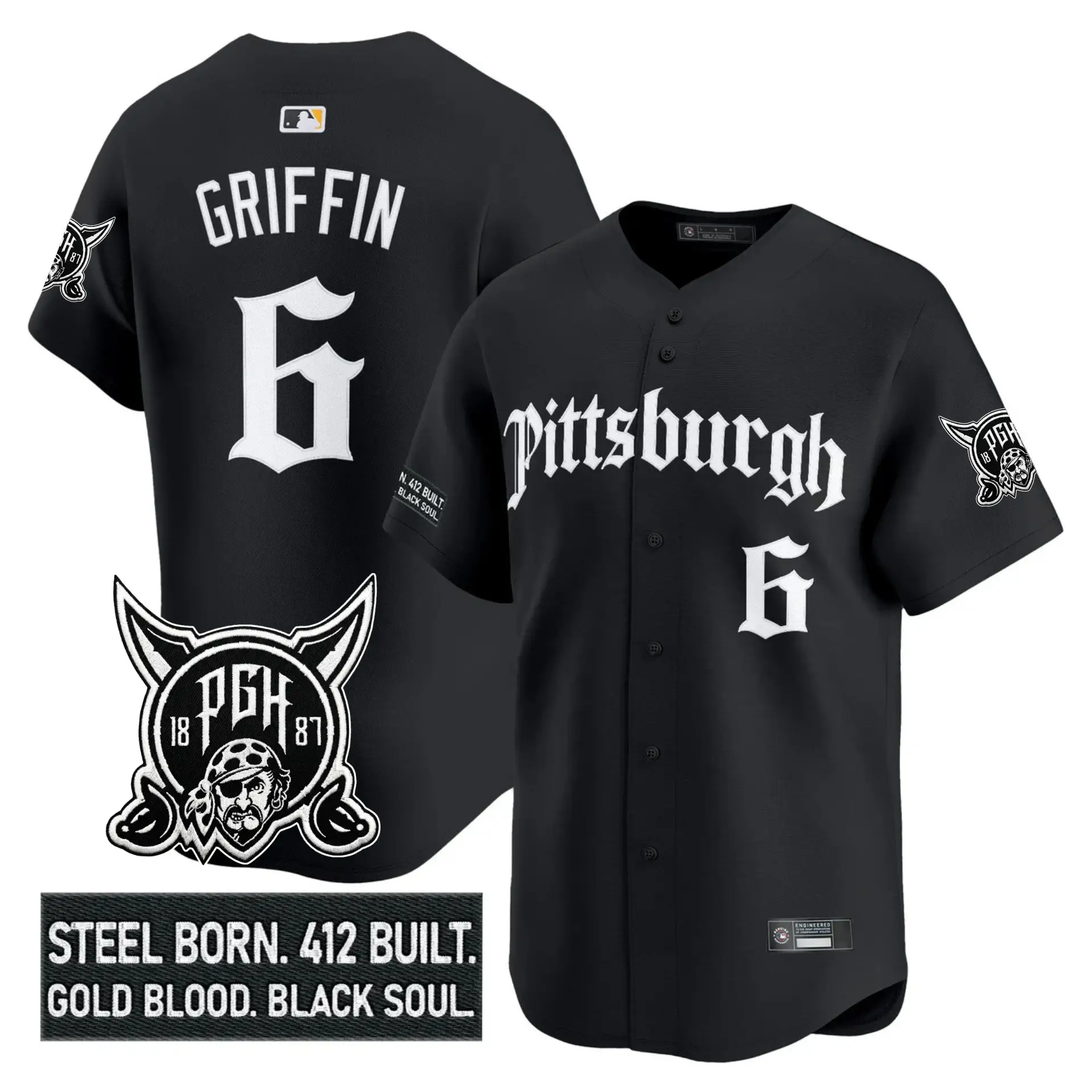 PIT 'Gothic Steel City Edition' Vapor Premier Limited Jersey - All Stitched by Pittsburgh Pirates