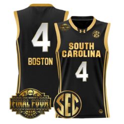 Aliyah Boston Jersey #4 South Carolina 2026 Final Four Stitched Black Gold by My store basketball