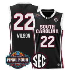 A'ja Wilson Jersey #22 South Carolina 2026 Final Four Stitched Black by My store basketball