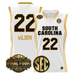 A'ja Wilson Jersey #22 South Carolina 2026 Final Four Stitched White Gold by My store basketball
