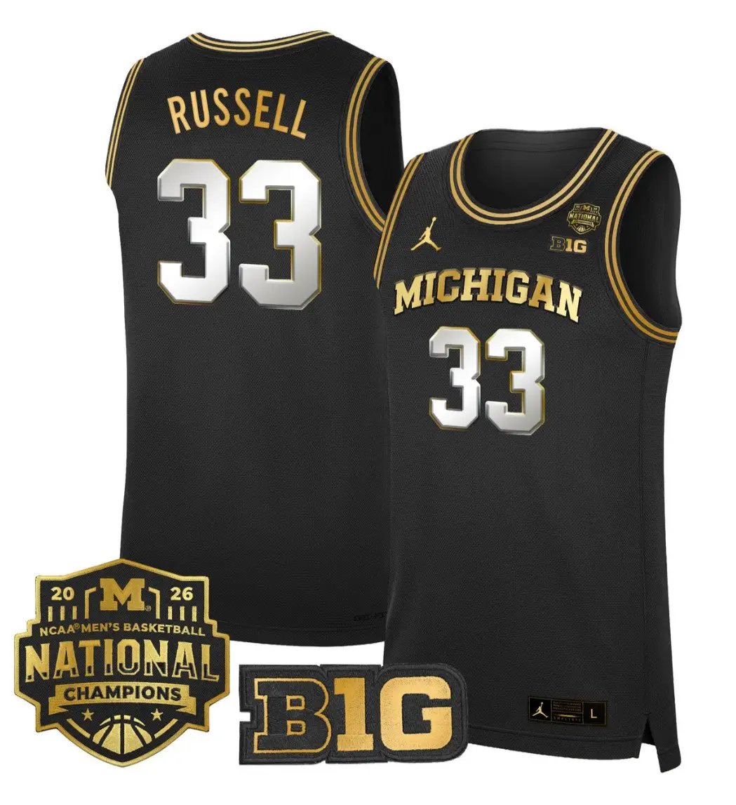 Cazzie Russell Jersey #3 Michigan Wolverines 2026 National Champions Stitched by My store basketball