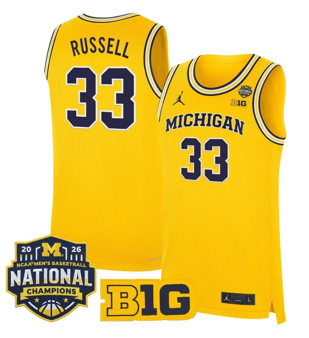 Cazzie Russell Jersey #3 Michigan Wolverines 2026 National Champions Stitched by My store basketball