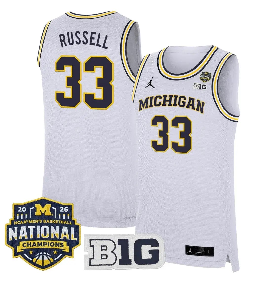Cazzie Russell Jersey #3 Michigan Wolverines 2026 National Champions Stitched by My store basketball