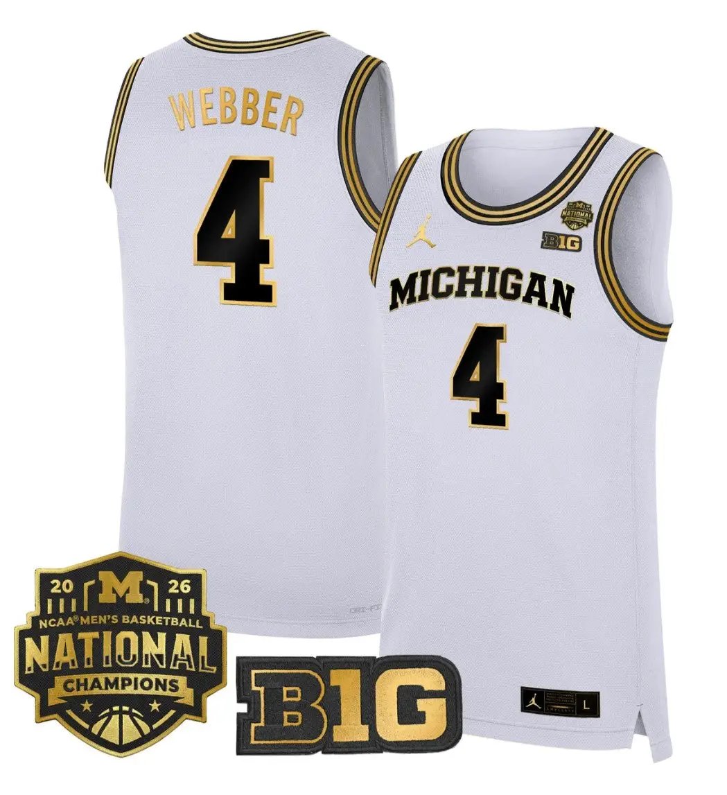 Chris Webber Jersey #4 Michigan Wolverines 2026 National Champions Stitched by My store basketball