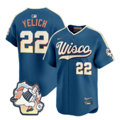 Christian Yelich Jersey #22 Milwaukee Brewers 2026 City Connect Premier Stitched by My Store