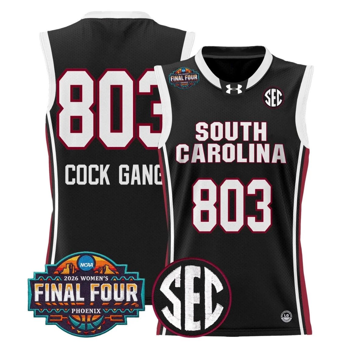 Cock Gang Jersey #803 South Carolina 2026 Final Four Stitched Black by My store basketball