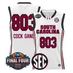 Cock Gang Jersey #803 South Carolina 2026 Final Four Stitched White by My store basketball