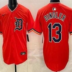 Detroit Tigers #13 Dillon Dingler Orange Limited Jersey Stitched by My Store