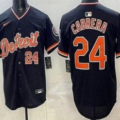 Detroit Tigers #24 Miguel Cabrera Navy Limited Jersey Stitched by My Store