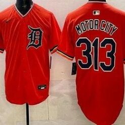 Detroit Tigers #313 Motor City Orange Limited Jersey Stitched by My Store