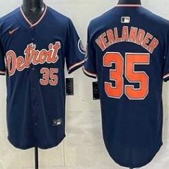 Detroit Tigers #35 Justin Verlander Navy Limited Jersey Stitched by My Store