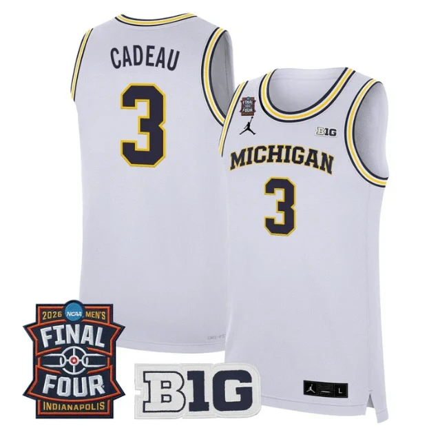Elliot Cadeau Jersey #3 Michigan Wolverines 2026 Final Four Stitched White by My store basketball