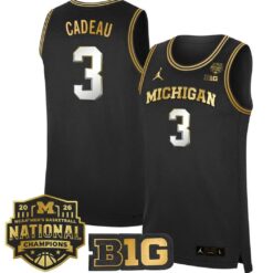 Elliot Cadeau Jersey #3 Michigan Wolverines 2026 National Champions Stitched by My store basketball