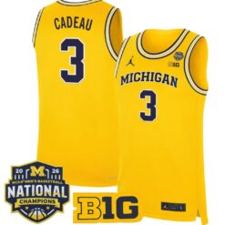 Elliot Cadeau Jersey #3 Michigan Wolverines 2026 National Champions Stitched by My store basketball