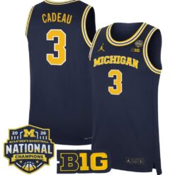 Elliot Cadeau Jersey #3 Michigan Wolverines 2026 National Champions Stitched by My store basketball