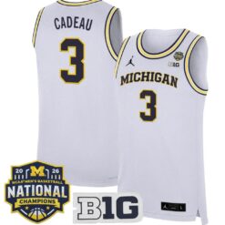 Elliot Cadeau Jersey #3 Michigan Wolverines 2026 National Champions Stitched by My store basketball