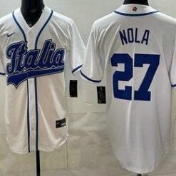Italy #27 Aaron Nola White 2026 World Baseball Classic Cool Base Jersey by My Store