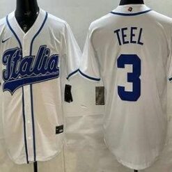 Italy #3 Kyle Teel White 2026 World Baseball Classic Cool Base Jersey by My Store