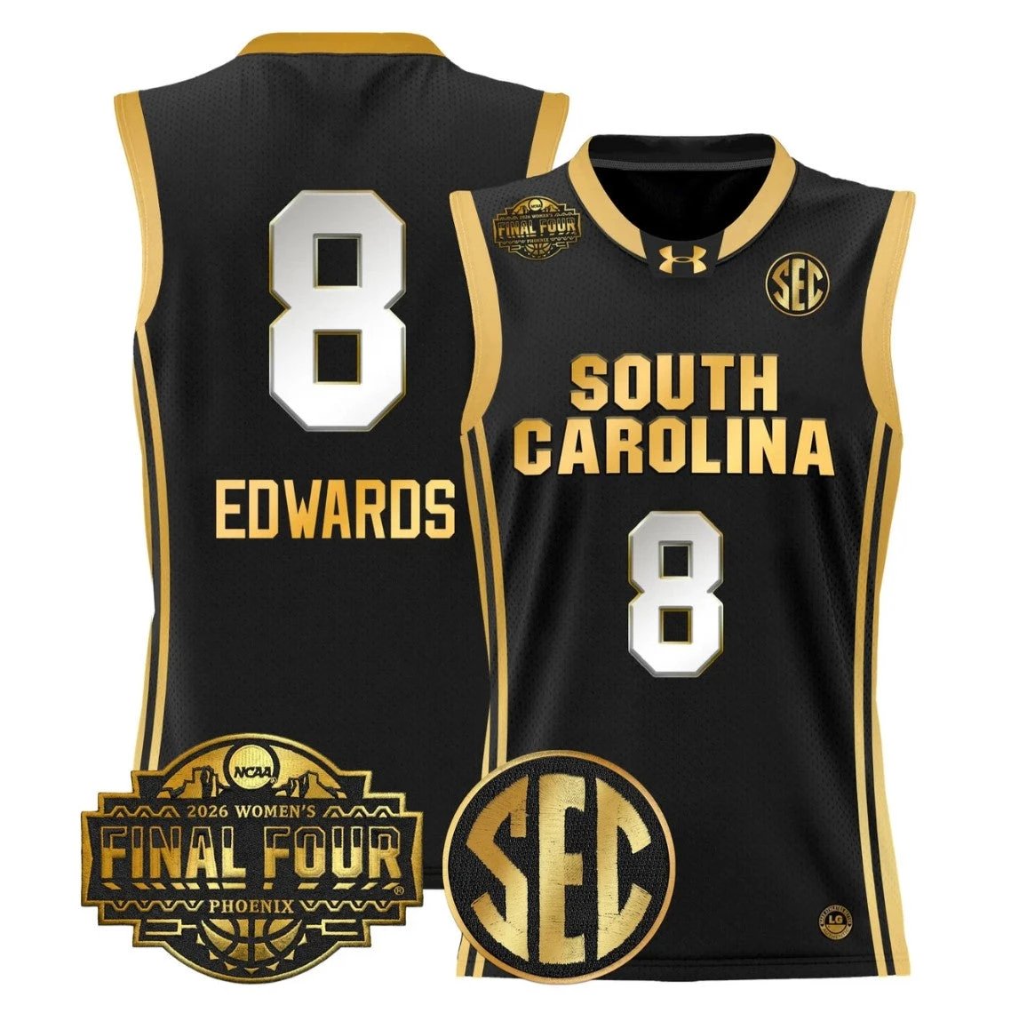 Joyce Edwards Jersey #8 South Carolina 2026 Final Four Stitched Black Gold by My store basketball