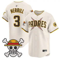 Jackson Merrill Jersey #3 Padres One Piece Premier Limited Stitched by My Store