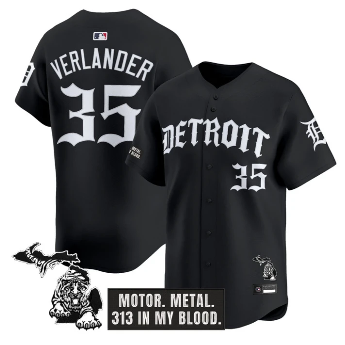 Justin Verlander Jersey #35 Detroit Tigers Old English Edition Stitched by My Store