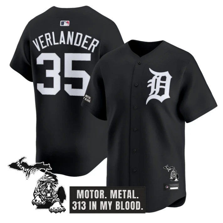 Justin Verlander Jersey #35 Detroit Tigers Old English Edition Stitched by My Store