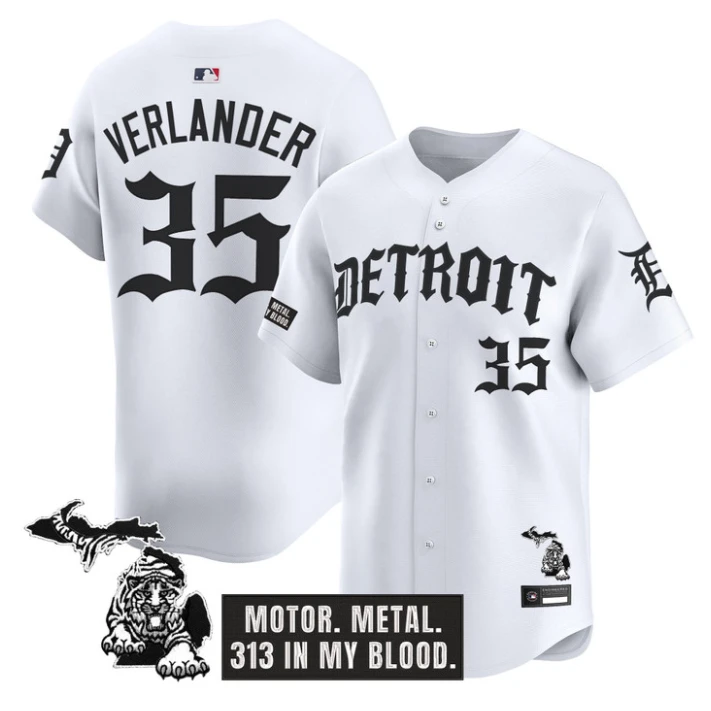 Justin Verlander Jersey #35 Detroit Tigers Old English Edition Stitched by My Store